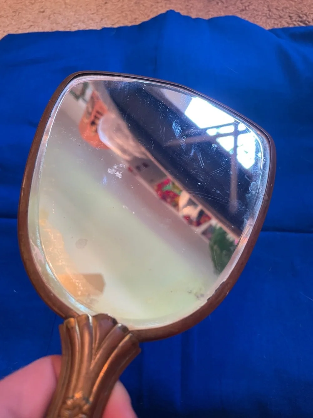 Vintage dried leaves handheld mirror